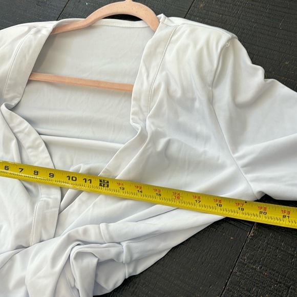 White Wide Leg Jumpsuit with Elastic Sleeve and with optional belt size XL - Picture 11 of 15